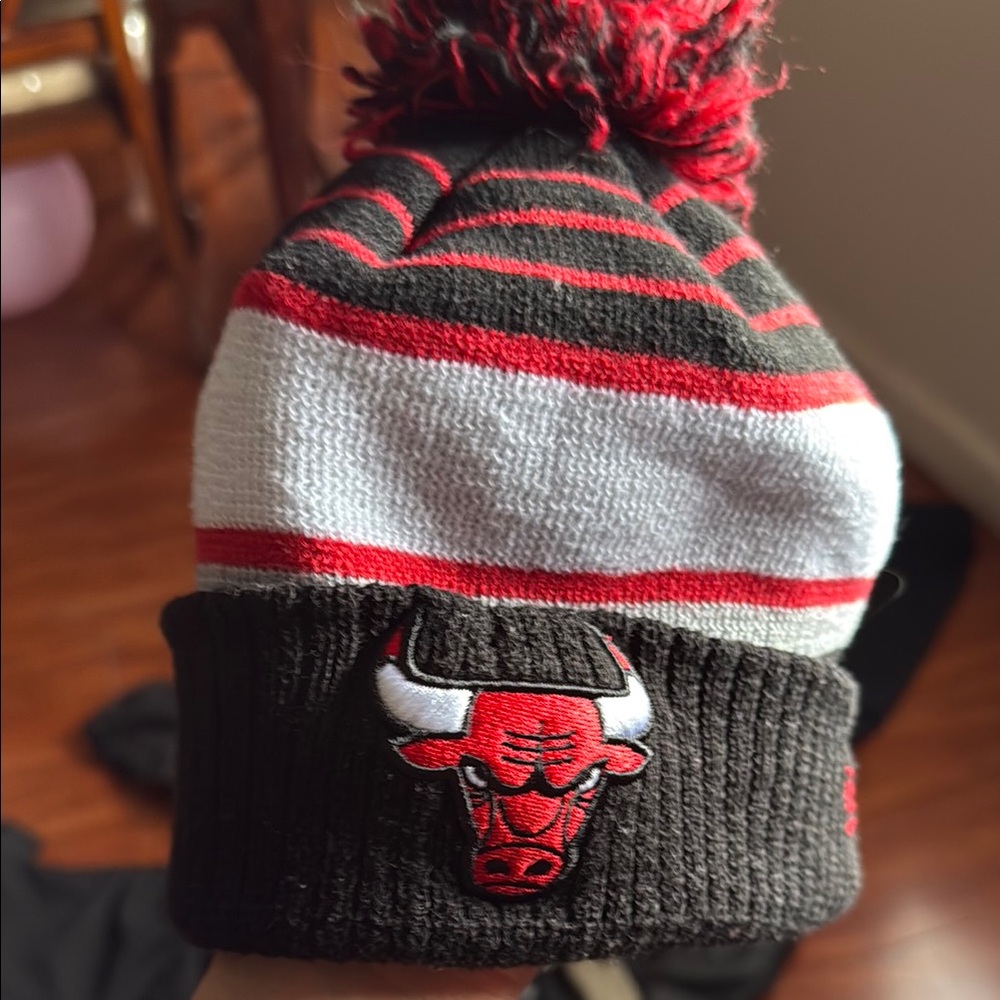 Kids Pom Beanie - Red and Black